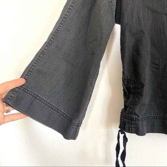 Madewell Chambray Bell Sleeve Side Tie V Neck Washed Black XS - Picture 4 of 5